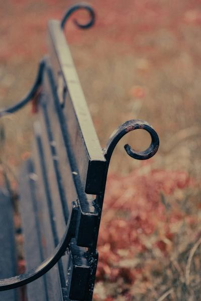 Parkbänk i metall och trä